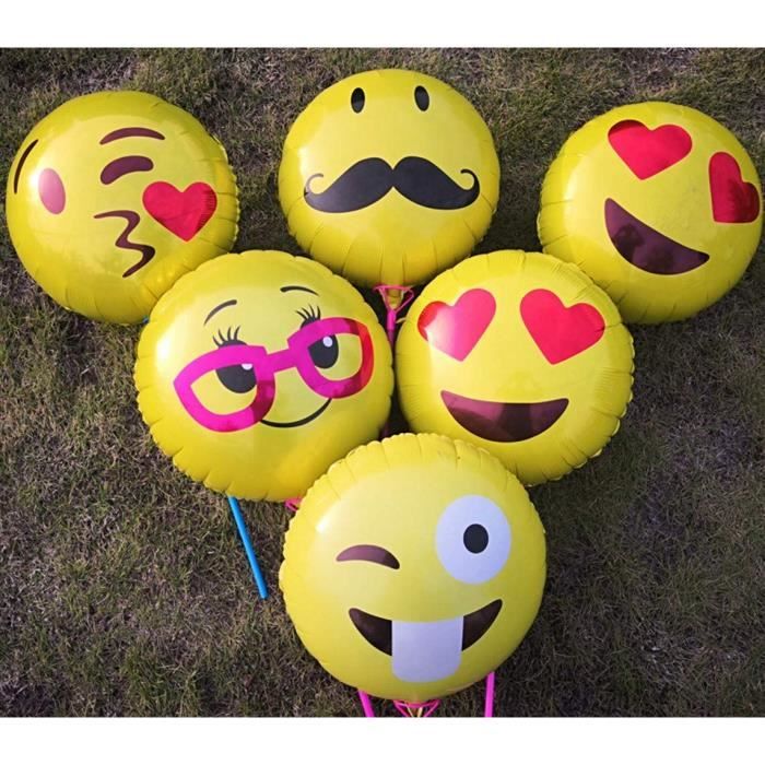 10pcs Emoji Balloons 18 Pouces Foil Ballon Deacute Corations De Fecirc Te Anniversaire Face Smiley Ballons Mariage Festival Valent Cdiscount Maison