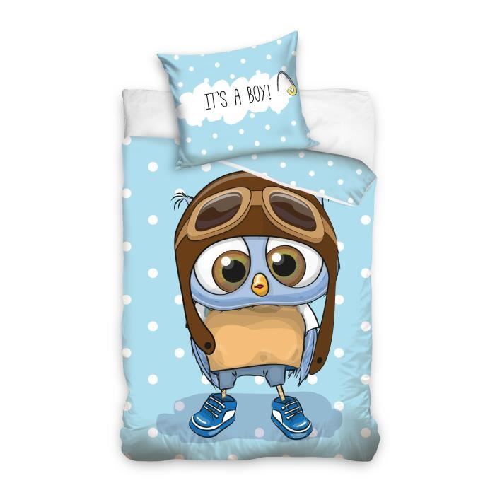 Parure De Couette Et Moi Un Hibou 160x200 Cm 1 Achat Vente Housse De Couette Et Taies Cdiscount