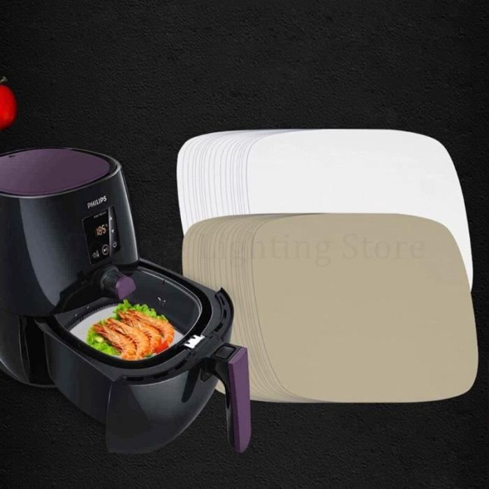 (Marron) Papier Cuisson Haut de Gamme Papier Vapeur pour Friteuse à Air Vapeur Papier 200 Feuilles Papier Cuisson Air Fryer Tapis de Cuisson Antiadhésif Perforé Papier Parchemin Revêtements