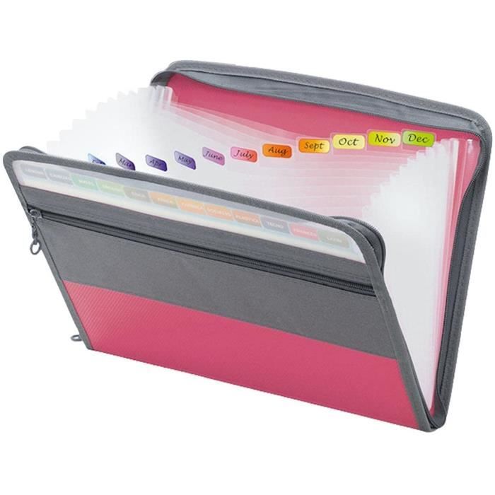Organiseur Accordéon A6 – 13 Compartiments, Fermeture 3 Côtés, Polypropylène Noir | Pour Reçus, Documents, Factures