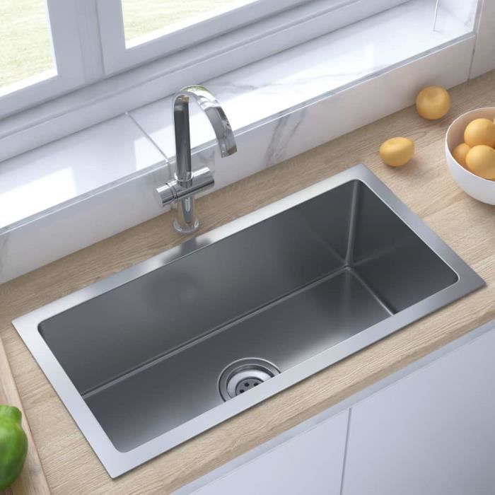 Mr.SlGA Lot De 2 Filtres Évier Cuisine Inox - Crépine Vidange Avec Poignée - Ø Intérieur 8 Cm Profondeur 3 Cm