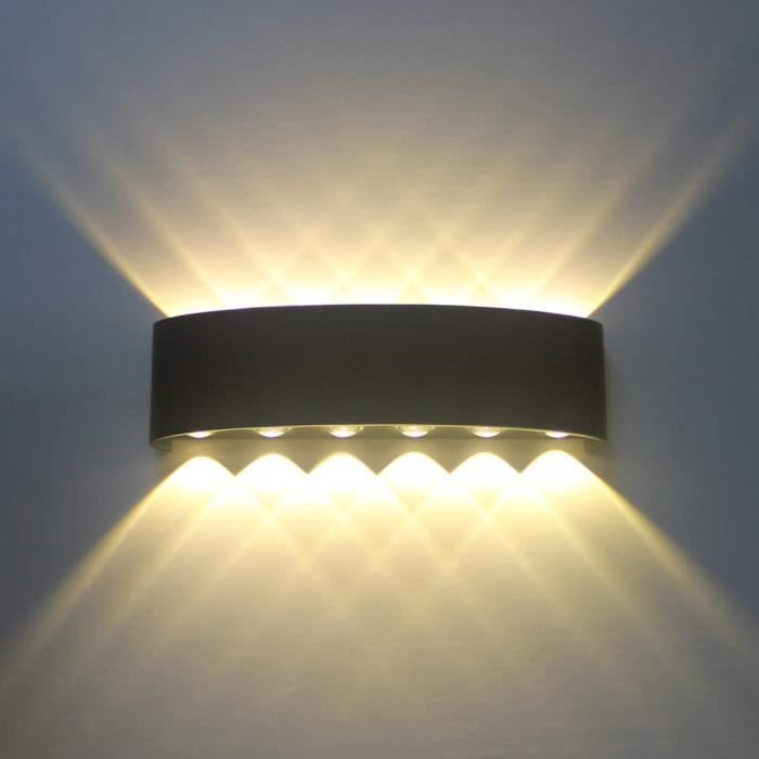 Blanc Froid ERWEY Applique Murale Intérieur 6w Applique Murale LED Lampe Up and Down Eclairage Murale pour chambre à coucher salle salon couloir escalier