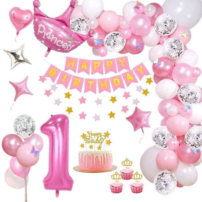 1 An Anniversaire Decorations Fille Rose Princess Fete D Anniversaire Decorations 1 An Enfant Ballon 1 Anniversaire Banniere De Jo Cdiscount Maison