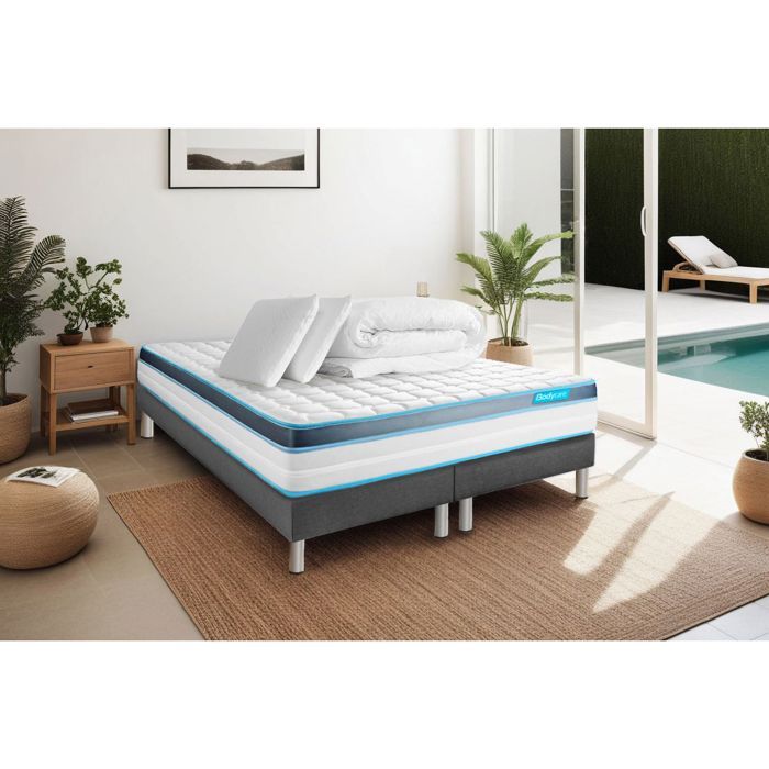 Pack PERFORM 160x200 Mousse à mémoire de forme ProfiZone 5 zones Ultra épaisseur + Couette + 2 oreillers