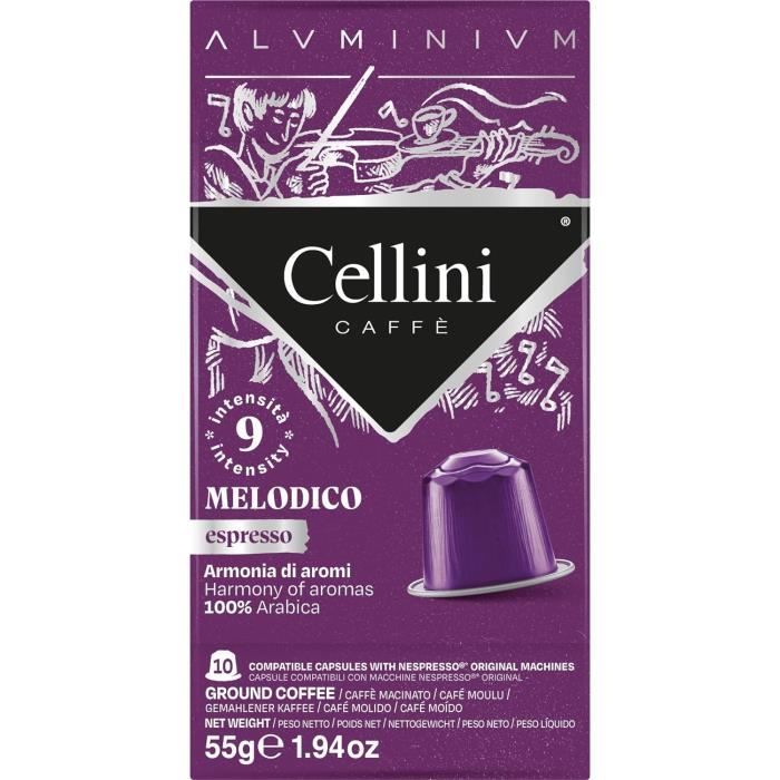 CELLINI - 100 Capsules de café en aluminium compatibles Nespresso ...