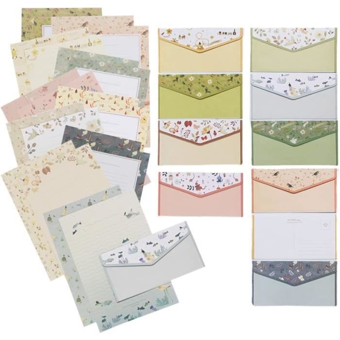 Set De 50 Pièces Papier à Lettres Vintage Avec Enveloppes Et Autocollants Cire - Pour Cartes, Invitations