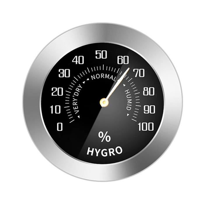 Thermomètre-hygromètre Mécanique Pour Voiture/camion/réfrigérateur - Plage -30°C à 60°C Et 0-100% HR - Autocollant Métal 37mm