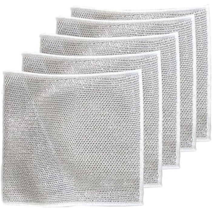 Torchons Vaisselle En Fil Métallique - Lot De 10 - 20x20 Cm - Pour Casseroles, Poêles, Four, Barbecue - Gris - 2