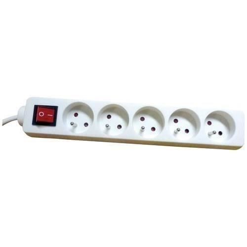 Bloc 5x2P avec interrupteur 3G1 - 1.5 m ELECTRALINE - Blanc
