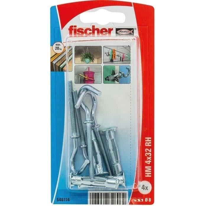 FISCHER - Blister de 4 Chevilles corps creux crochet hm4x32