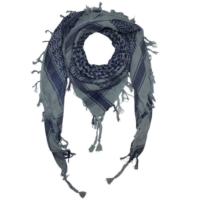 Keffieh (Shemagh) Palestine - 100% Coton - 100x100 Cm - Blanc Et Bleu - Foulard Polyvalent été/hiver