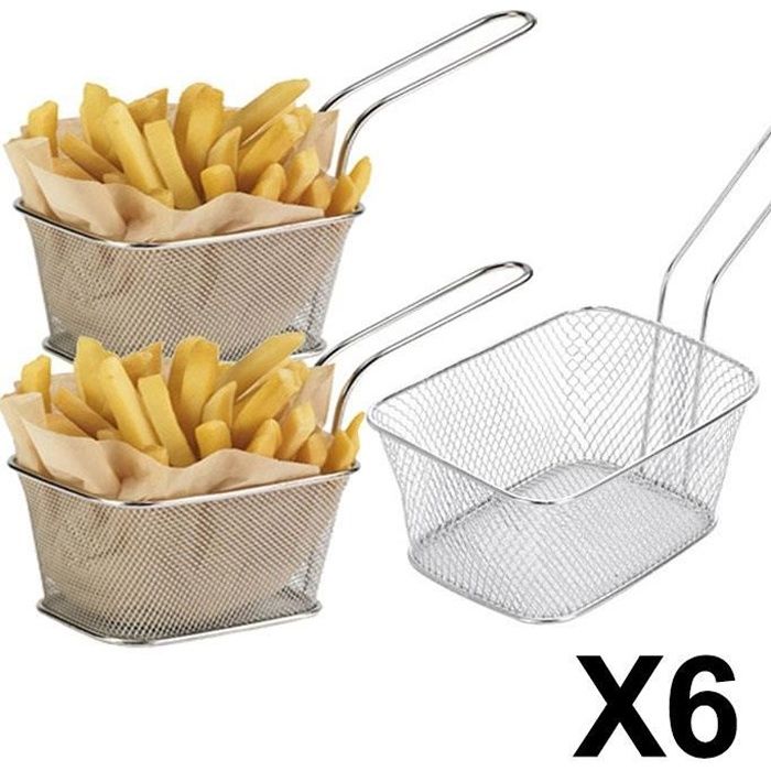 Mini frites paniers /à friture en acier inoxydable passoire de pr/ésentation des aliments outil de cuisson de pommes de terre