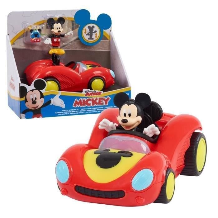 Mickey, Véhicule avec 1 figurine 7,5 cm et 1 accessoire, Modèle Course, Jouet pour enfants dès 3 ans