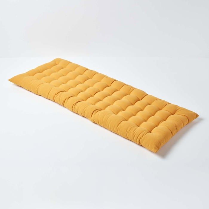 coussin pour banc de jardin 2 places, jaune moutarde