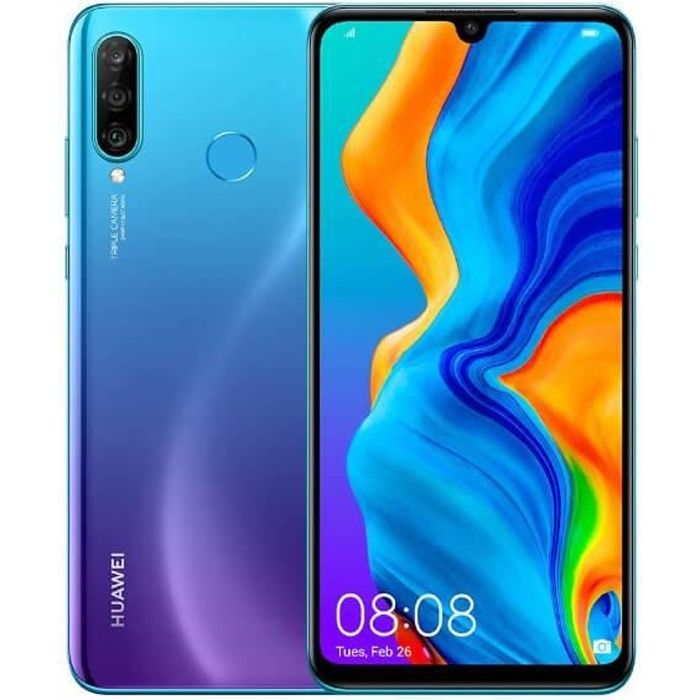 Vente T&eacute;l&eacute;phone portable Huawei P30 Lite 6Go/256Go Bleu (Peacock Blue) Dual SIM MAR-LX1A pas cher
