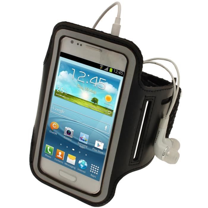igadgitz Noir Brassard Jogging Sport Gym Reflechissante Antiderapant pour Samsung Galaxy S3 III Mini I8190 Android Smartphone Joggin