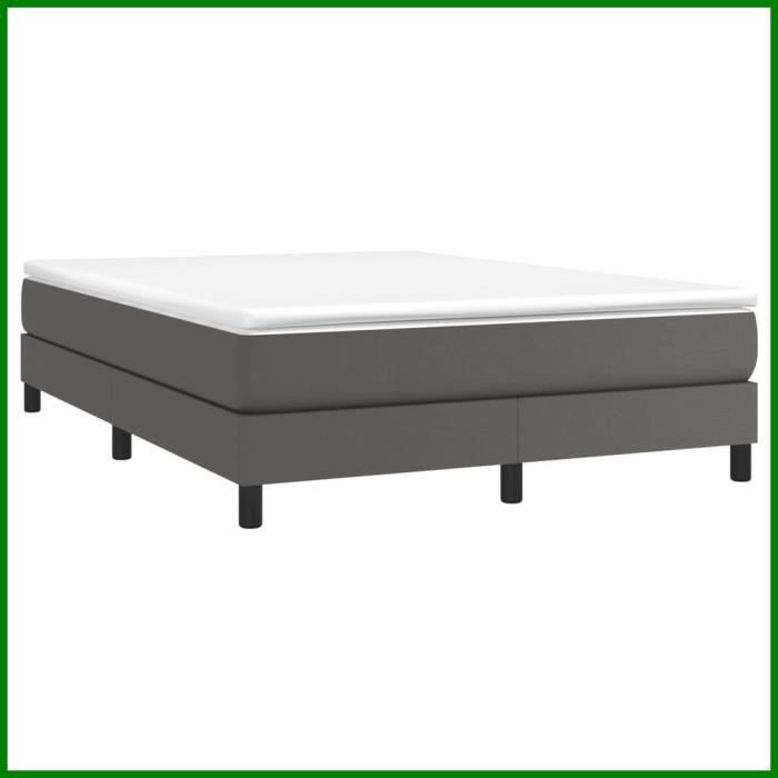 Sommier à ressorts - KEENSO - AB3120698 - Similicuir gris - 140x190 cm - 2 places