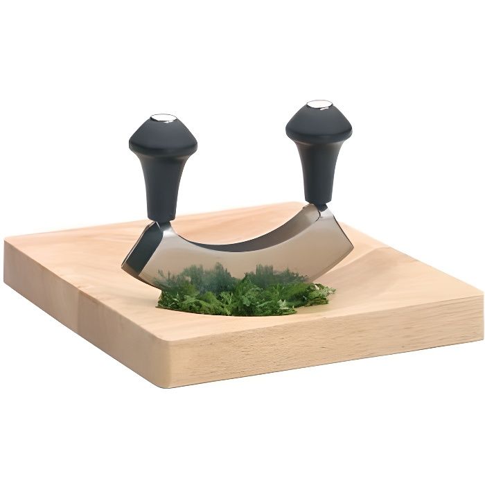 Hachoir berceuse double lame + Planche en bois