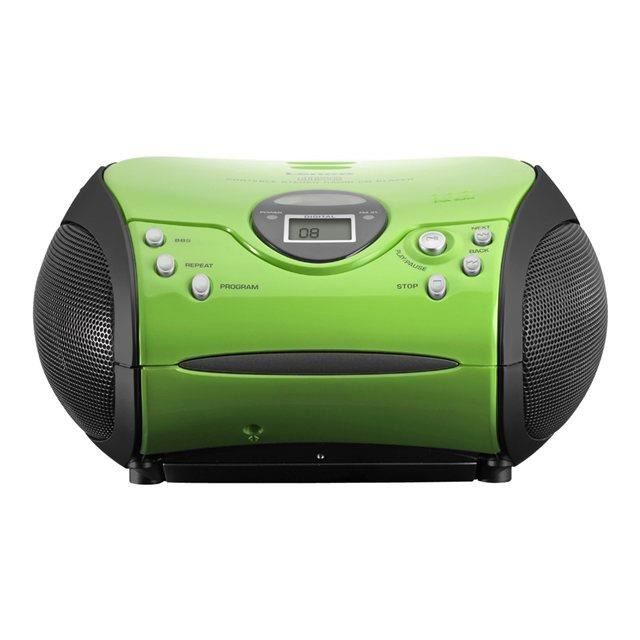 Boombox LENCO SCD-24 VERDE/NOIR - Lecteur CD et radio FM