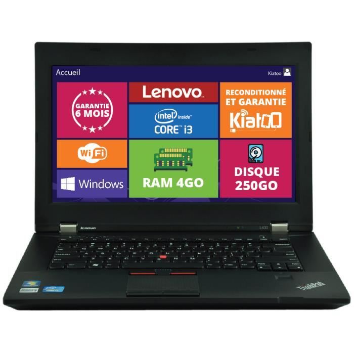 ordinateur portable Lenovo Thinkpad L430 intel core i3 4go ram 250 go disque dur windows7 - Lenovo