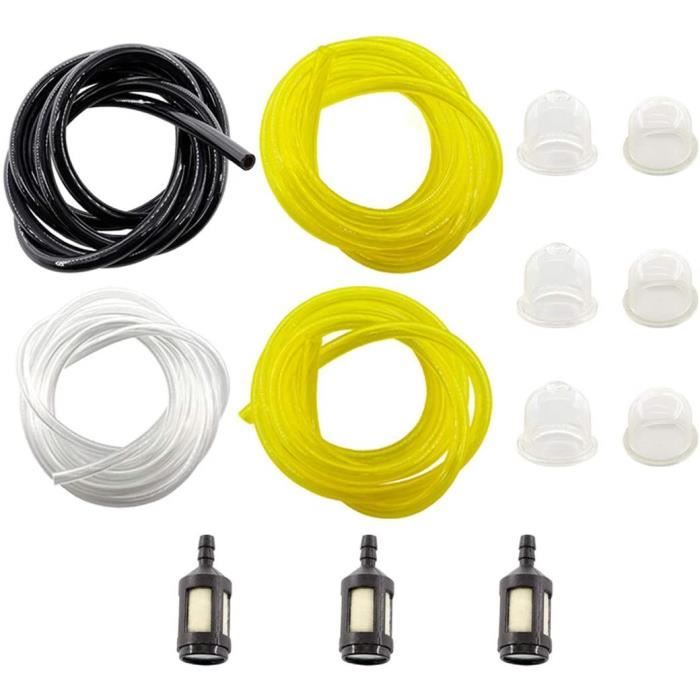 3 Tuyaux Essence HURI 1m - 3mmx5mm, 2.5mmx5mm, 2.5mmx3mm Pour Matériel De Jardin