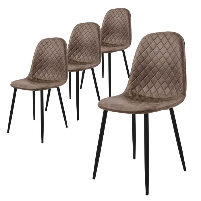 ML-Design Chaise de salle à manger set de 4 marron chaise de cuisine en similicuir avec pieds en métal ML-Design Chaise de salle à manger set de 4 marron chaise de cuisine en similicuir avec pieds en métal