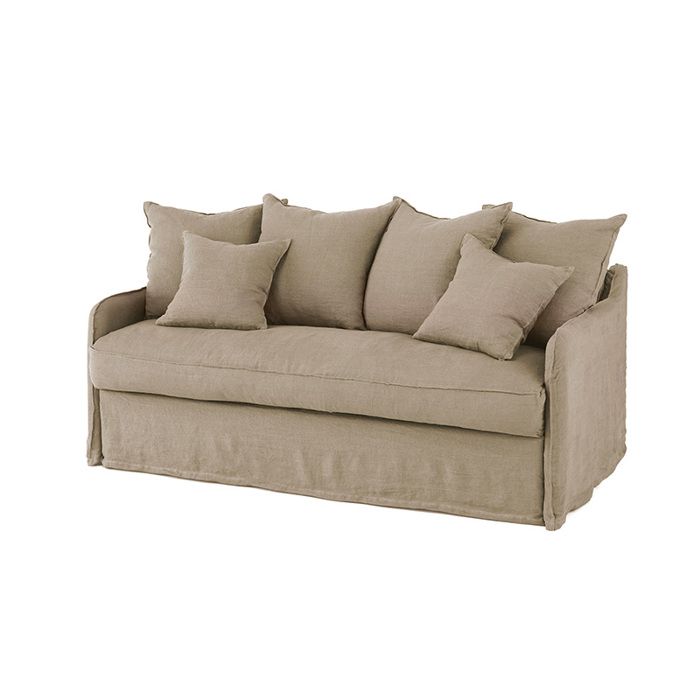 canapé 3 places convertible, grand confort, déhoussable, made in france, lin beige ficelle, couchage 140 express quotidien, auguste