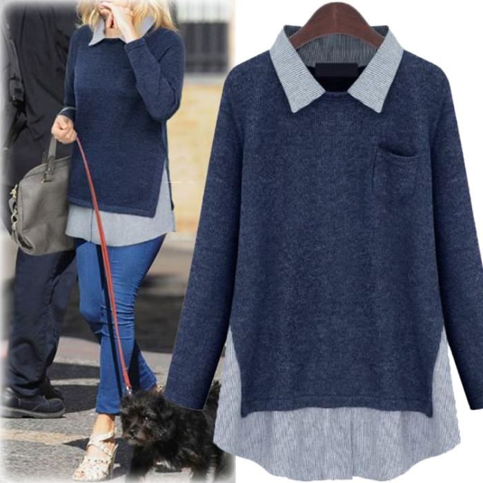 Cardigan bleu foncé à col claudine Bébé Fille
