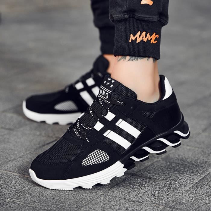Chaussures De Course Sports Fitness Gym Athletique Baskets Sneakers Noir Blanc Achat Vente Basket Cdiscount