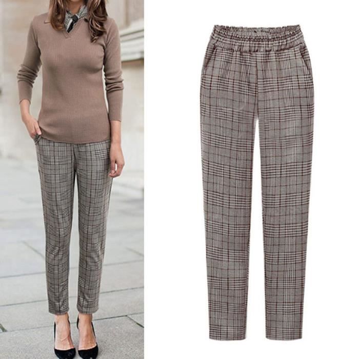 Taille élastique d'hiver de femme Plaid Taille Plus de Pantalons simple  Fittness avec poches MarronXXXXL Marron - Cdiscount Prêt-à-Porter