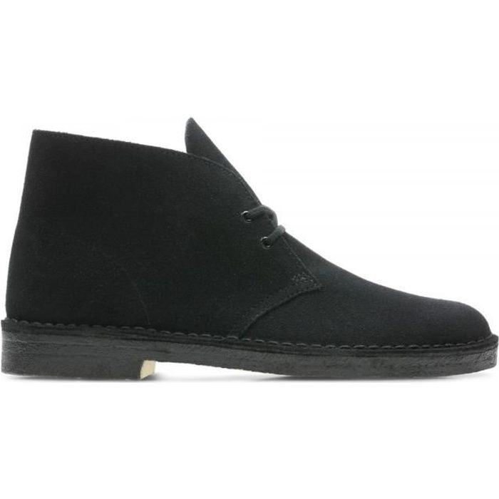 Bottines Homme - Clarks - Desert Boot Noir - Tige en cuir souple - Semelle de crêpe