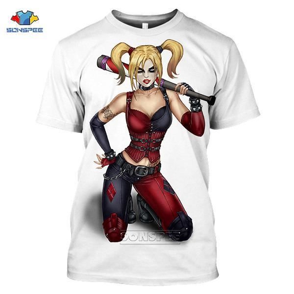 T-shirt pour dessin animé,SONSPEE Sexy Harley Quinn Cosplay T-Shirt Joker  Costume hommes impression 3D O cou été dr?le Harajuku hau 8 - Cdiscount  Prêt-à-Porter