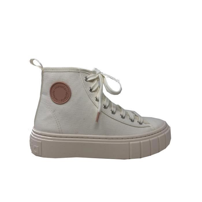 Victoria Baskets - VICTORIA - Femme - Beige - Lacets - Textile - Plat