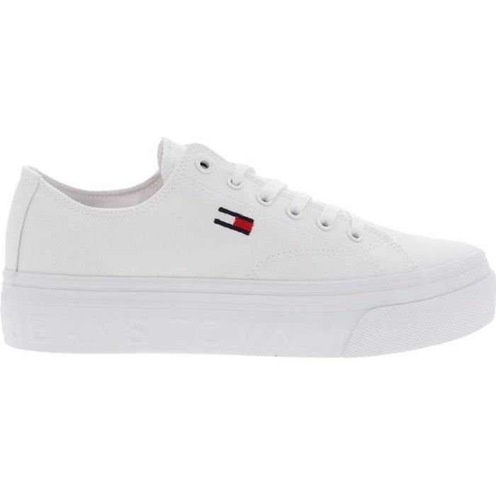 Baskets basses femme Tommy Hilfiger en coton blanc Blanc