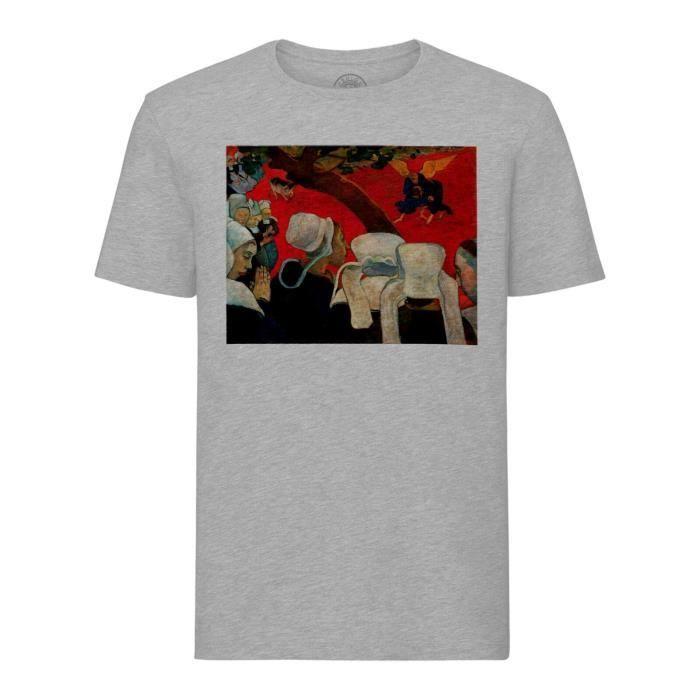 T-shirt Homme Col Rond Gris Carte du Monde Planisphere Photo Satellite