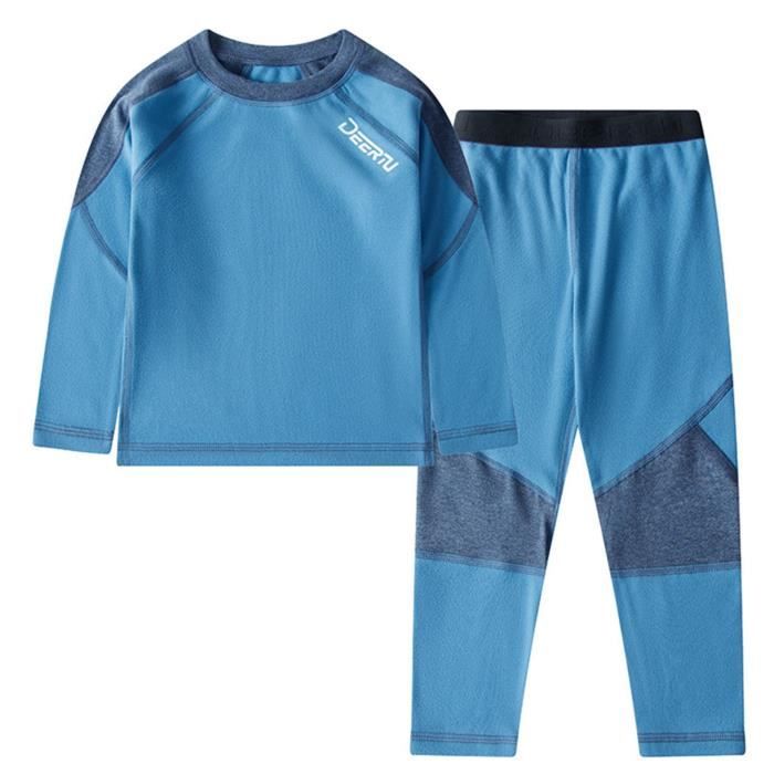 DPois Ensemble Vêtements Enfant Garçon Fille Sous-Vêtement Thermique  T-Shirt Compression Sport Respirants Pantalon 2-18 Ans Bleu - Cdiscount  Prêt-à-Porter