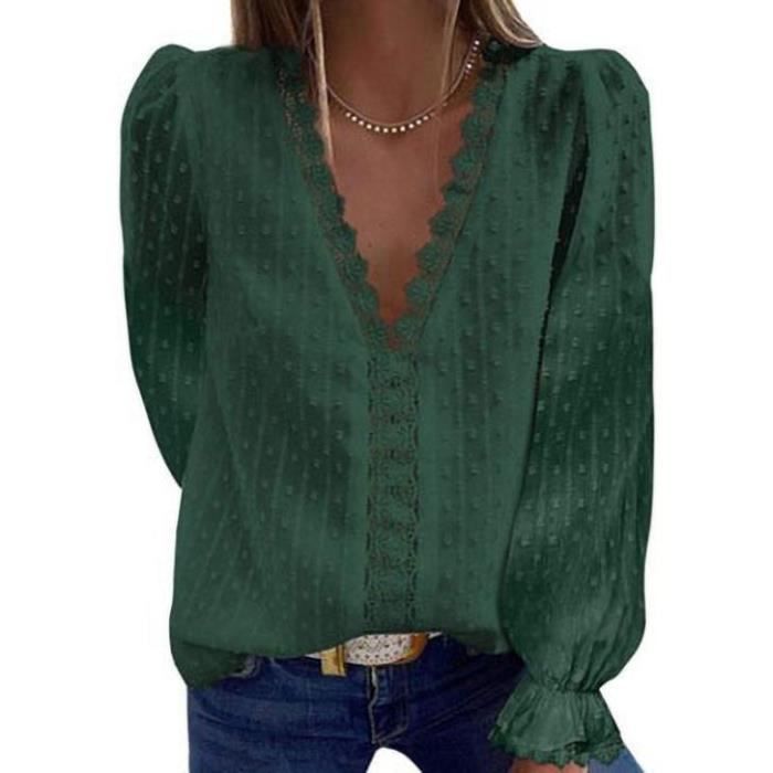 Chemise femme Élégant et tempérament nouveau design exquis de haute qualité de la mode -Vert chuangna Printemps été
