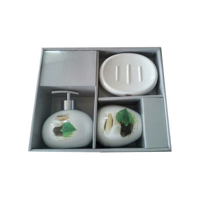 Salle De Bain Accessoire Ensemble D'accessoires De Salle De Bain en Céramique Blanche 5 Pièces Ensemble De Salle De Bain Distributeur De Savon Porte-Brosse À Dents Ensemble Salle De Bain (Color : A