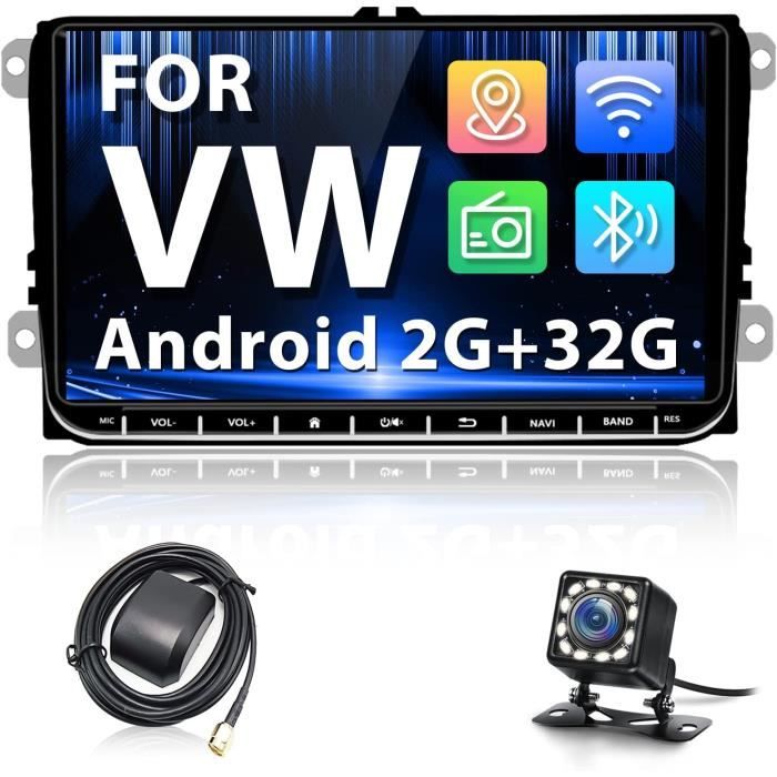 [2+32G] Android Autoradio pour VW Golf 5 Passat Polo Hikity 9'' Autoradio Bluetooth avec GPS WiFi Poste Radio Voiture Soutien