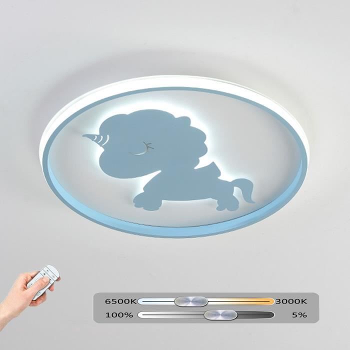Plafonnier LED Fusée pour Enfants, Lampe de Plafond Avion Chambre Denfant Dimmable avec Télécommande Univers Système Planétaire Lampe Chambre Garçon Planète Lampe Plafonnier Rond 72W 5600lm 50cm