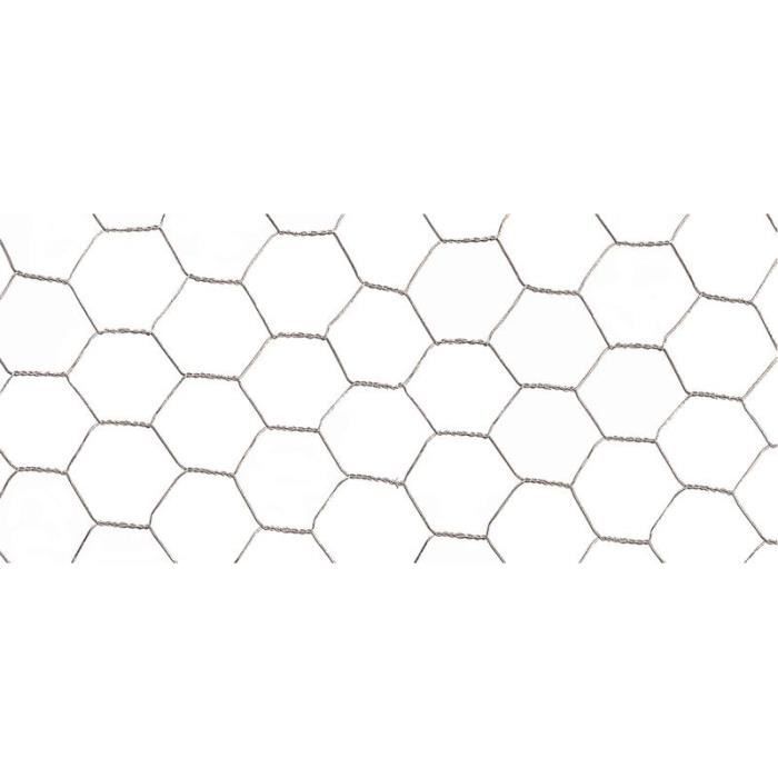 Grillage métalique triple torsion - structure hexagonale - 1 x 25 m - maille 25 x 0,8 mm