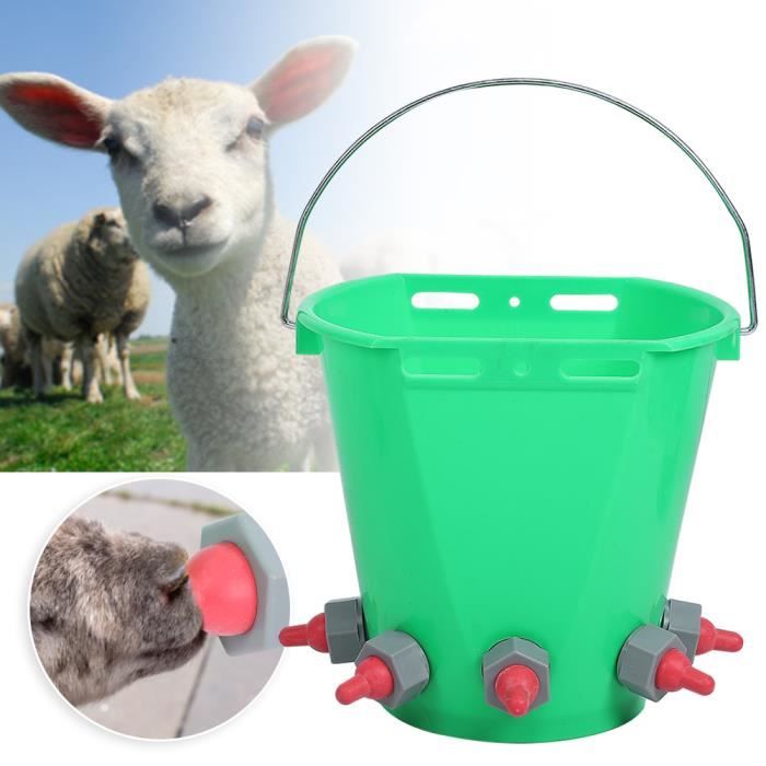 Qcwwy Seau d'alimentation Mural pour Lait de Bétail de 10 L pour Allaitement d'agneau - Tétine en Silicone avec 8 Tétines pour Une Alimentation Efficace et Sûre Qcwwy Seau d'alimentation Mural pour Lait de Bétail de 10 L pour Allaitement d'agneau - Tétine en Silicone avec 8 Tétines pour Une Alimentation Efficace et Sûre