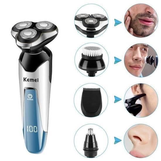 Rasoir électrique Rotatif Rechargeable USB Pour Homme - 5 Têtes Flottantes, Couleur Verte