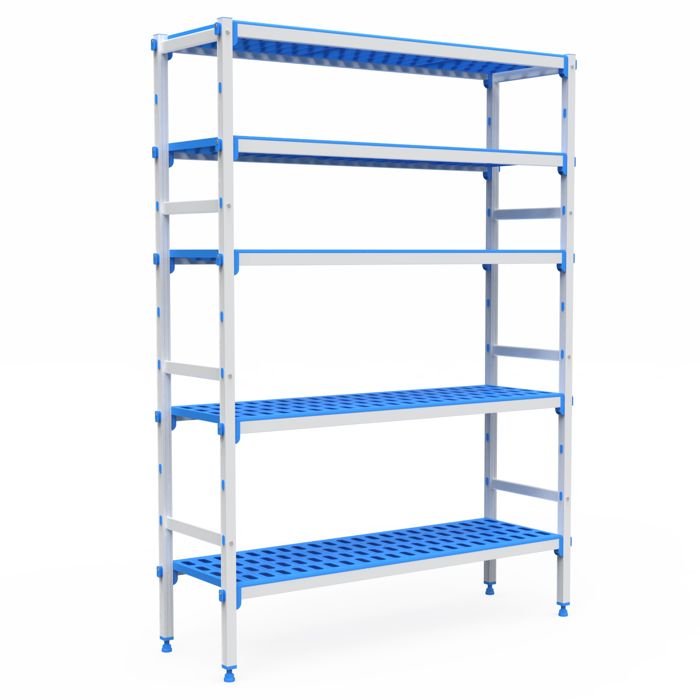 Rayonnage Aluminium 5 Niveaux Compatible Bac GN 2/3 - L 2060 à 3265 mm - Pujadas - l2060- L1- P385- h1750- Aluminium Rayonnage Aluminium 5 Niveaux Compatible Bac GN 2/3 - L 2060 à 3265 mm - Pujadas - l2060- L1- P385- h1750- Aluminium