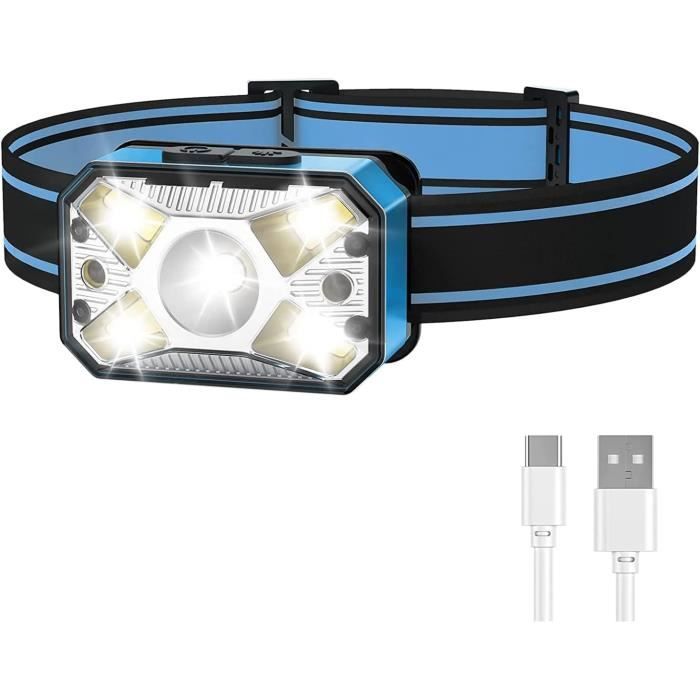 Fdit lampe frontale extérieure Gestes Capteur Phare Réglable Étanche USB Charge Divers Modes D
