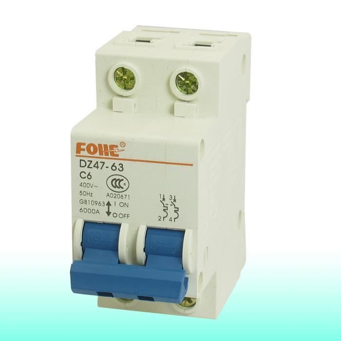 KA AC400V 50Hz 6A Disjoncteur miniature Interrupteur de protection contre les fuites Disjoncteur de fuite DZ47-63 Disjoncteur 2P 6