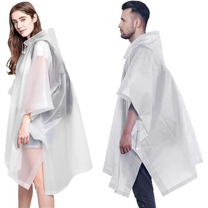 2 Ponchos Pluie PEVA Réutilisables - Imperméables, Légers - Taille Unique