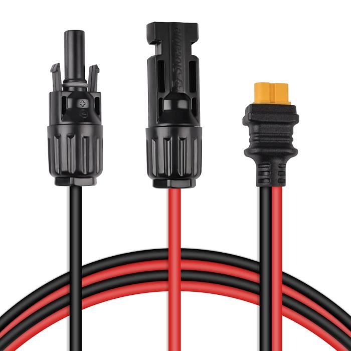 GELRHONR Câble Rallonge Allume-Cigare 1 M 12V 12AWG – Connecteur Solaire Vers Prise 12V Pour Panneau RV, Camping-Car, Voiture