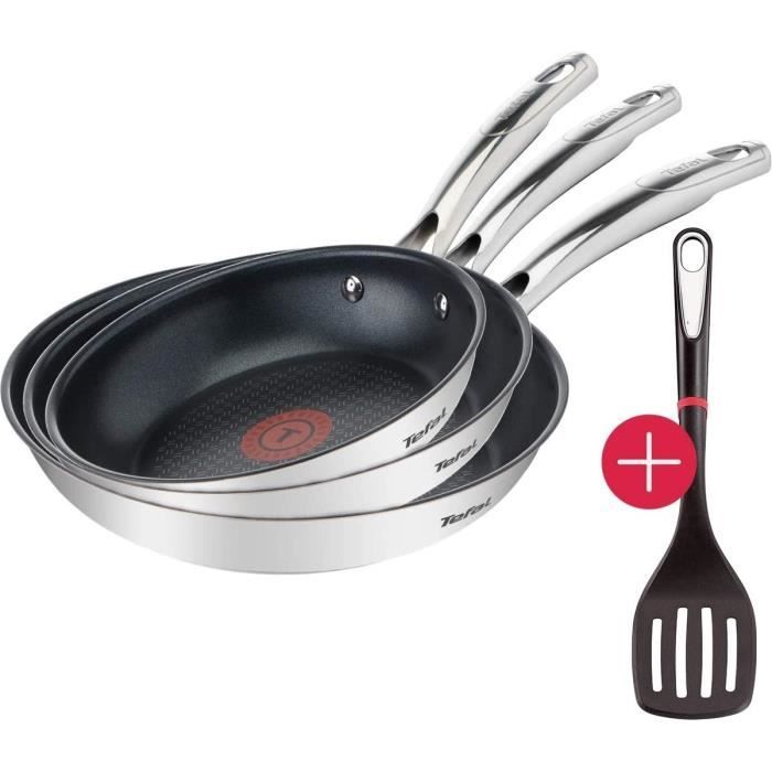 Batterie de cuisine - TEFAL - Nordica - 10 pièces - Acier inoxydable - Couvercles tamisants