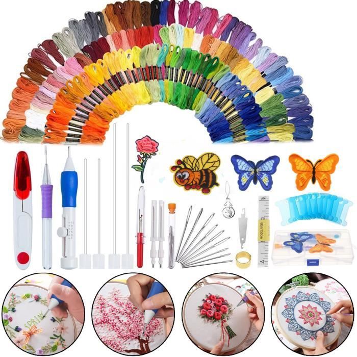 Acheter Kit d'aiguilles de poinçon mixte, bricolage, fils de cerceau de broderie, accessoire de couture, ensemble d'outils d'enfilage